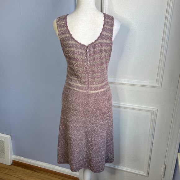 Laura Yang 70s Vintage Mod Swing Dress Purple Knit Eyelet Women's Size Medium - Picture 2 of 14